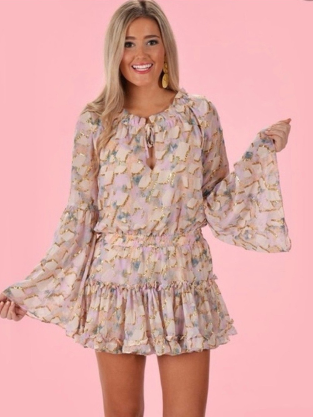 Buddy Love Pastel Pink Floral Ruffle Mini Dress